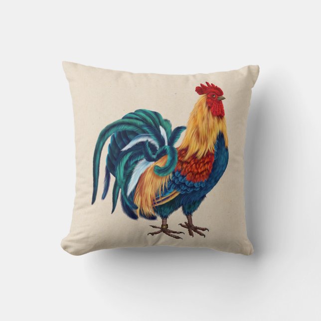 Almohada colorida del gallo (Anverso)