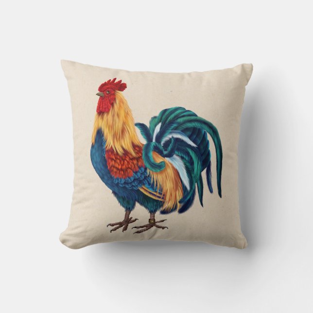 Almohada colorida del gallo (Anverso)