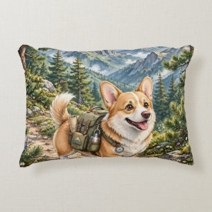 Almohada con acento de acuarela de Corgi caminando