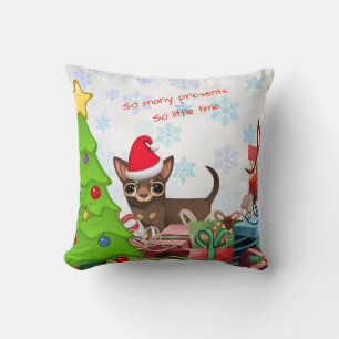 Almohada con acento de Chihuahua en Navidad