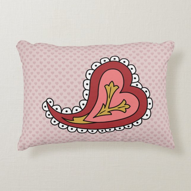 Almohada con acento de corazón de paisley (Anverso)