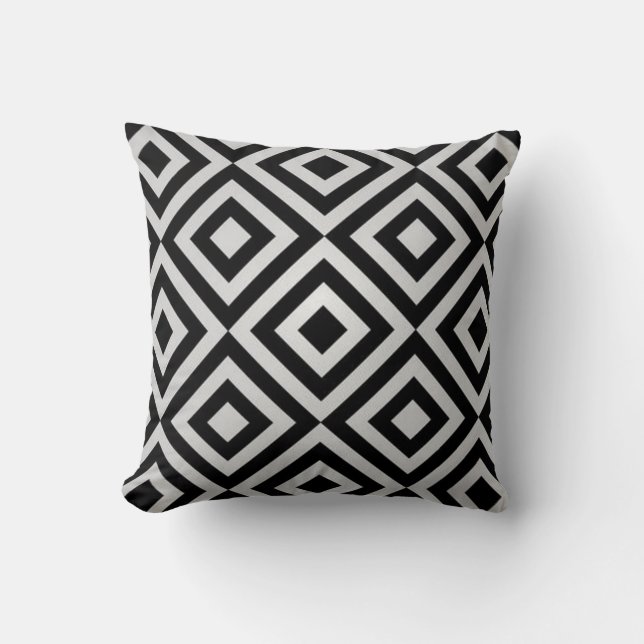 Almohada con acento de diamante plateado y negro (Anverso)