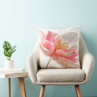 Almohada con acento de flor rosa Blush Chic Modern