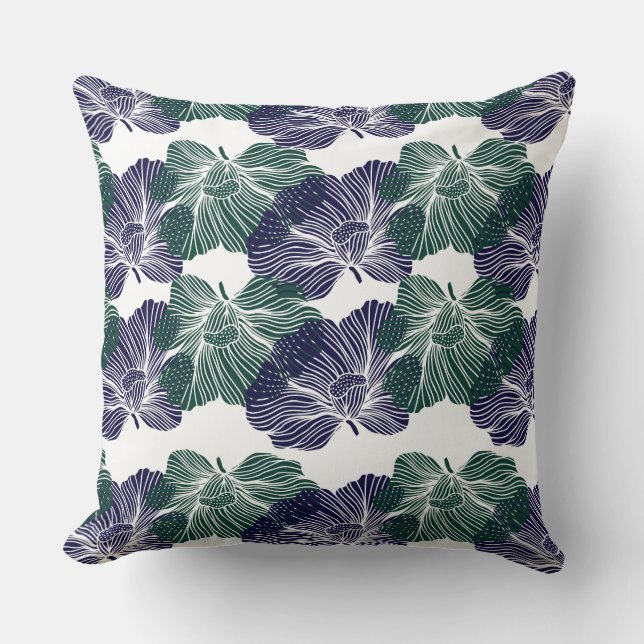 Almohada con acento de flores de amapola (Anverso)