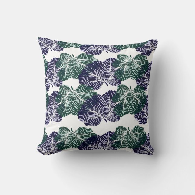 Almohada con acento de flores de amapola (Anverso)
