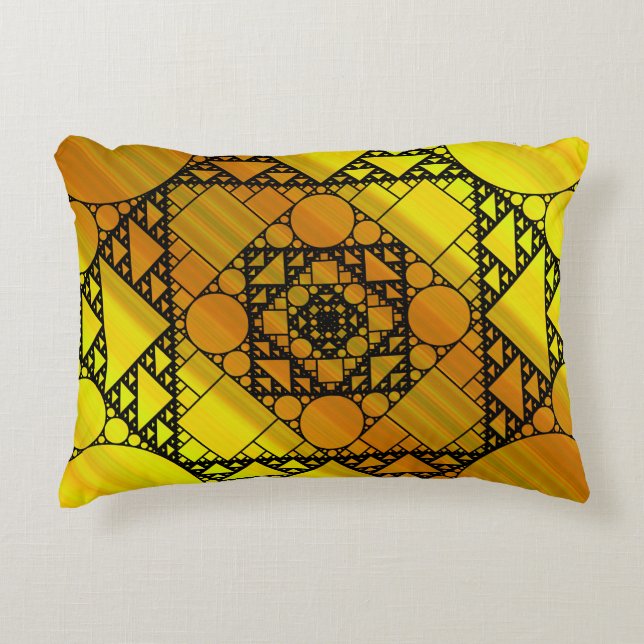Almohada con acento de geometría fractal (Anverso)
