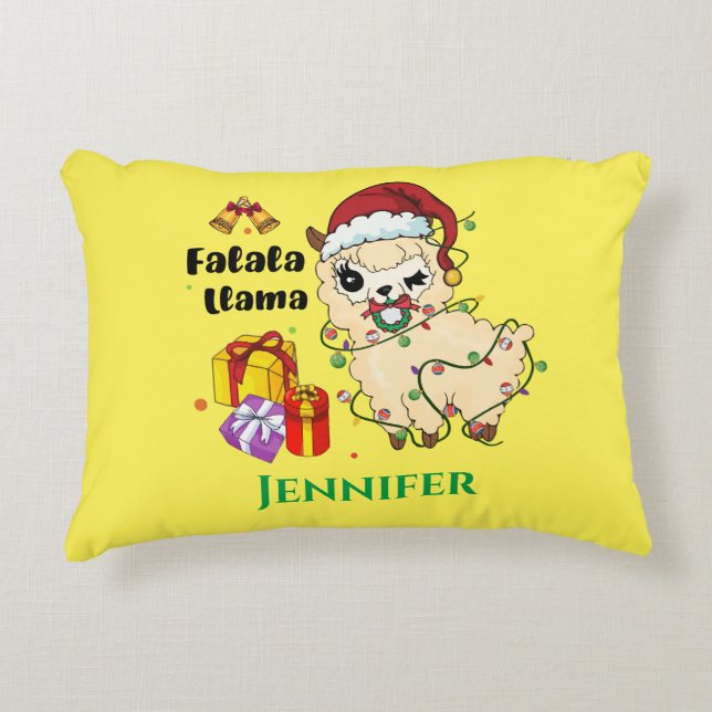 Almohada con acento de Llama de Navidad (Anverso)