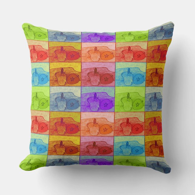 Almohada con acento de manzana Pop Art (Anverso)