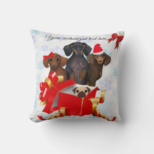 Almohada con acento de Navidad de Dachshunds lindo