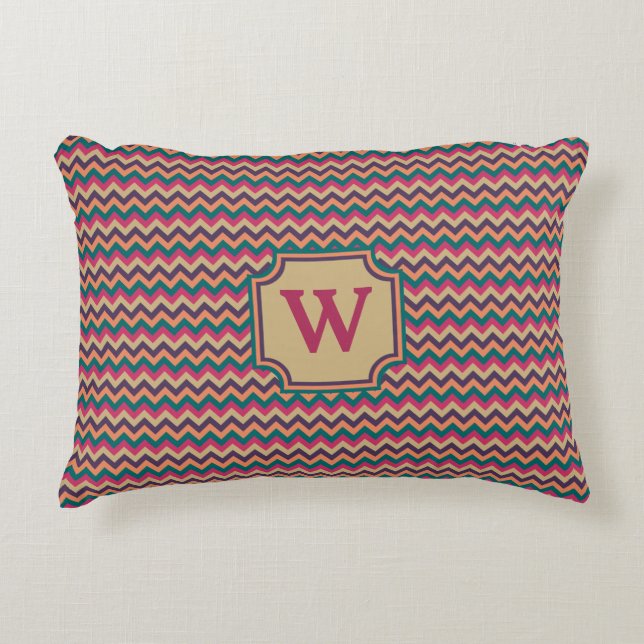 Almohada con acento de zigzag tropical (Anverso)