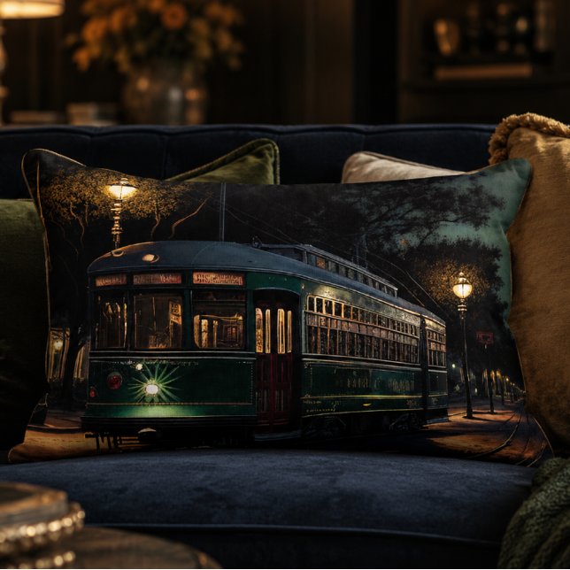 Almohada con acento del tranvía de Nueva Orleans (New Orleans Streetcar Accent Pillow)