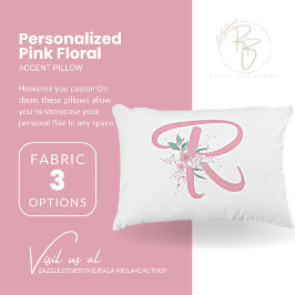 Almohada con acento floral rosa personalizado