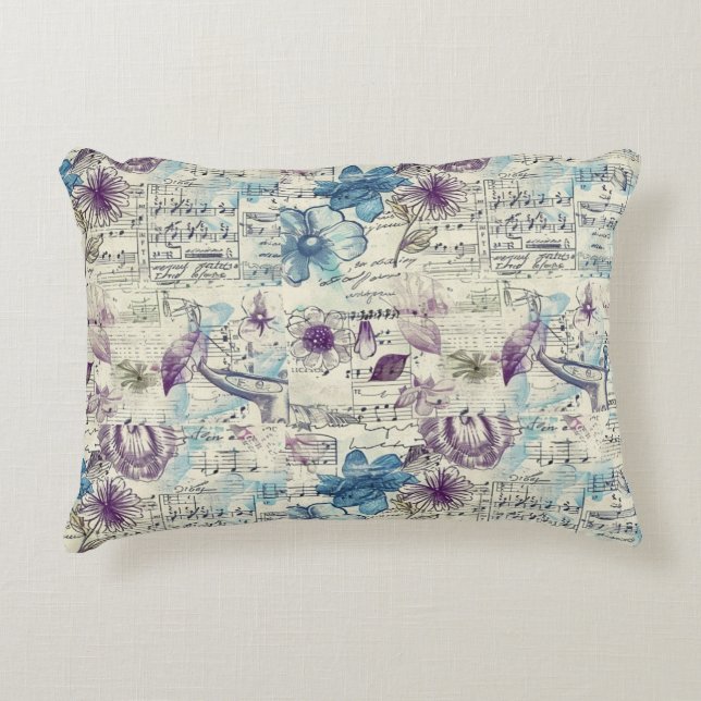 Almohada con acento floral vintage – Púrpura Shabb (Anverso)