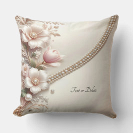 Almohada con adornos florales y perlas