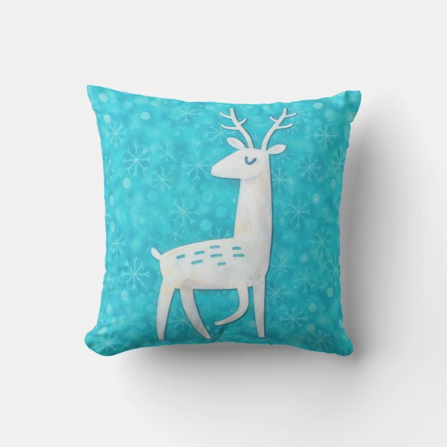 Almohada con arte moderno y retro de reno (Anverso)