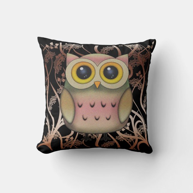 Almohada con búho de ojos grandes (Anverso)