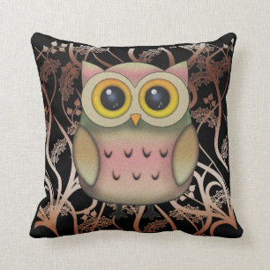 Almohada con búho de ojos grandes