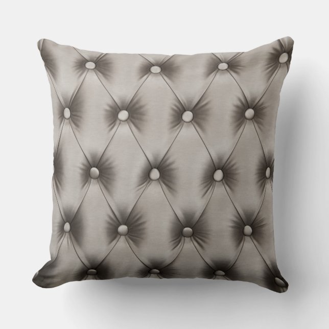 Almohada con capitone gris y verde azulado (Anverso)