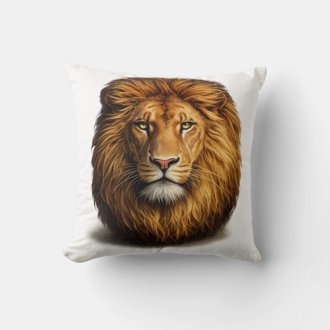 Almohada con cara de león | Cojín de animal de la  (Anverso)