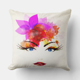Almohada con cara de niña floral brillante