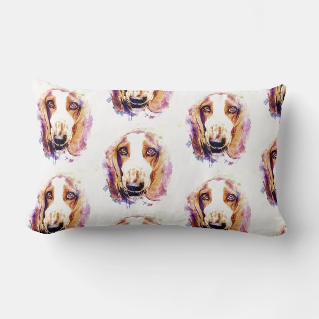 Almohada con cara de perro Basset Hound lindo (Anverso)