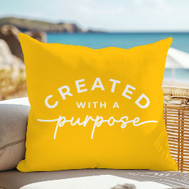Almohada con cita cristiana en amarillo brillante