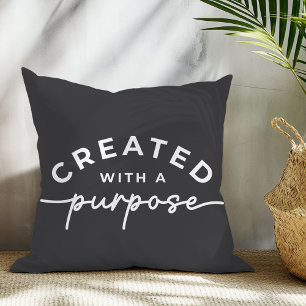 Almohada con cita cristiana en gris carbón