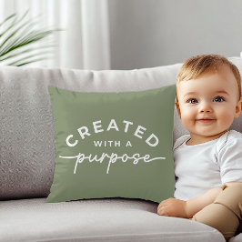 Almohada con cita cristiana en verde oliva