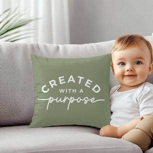 Almohada con cita cristiana en verde oliva