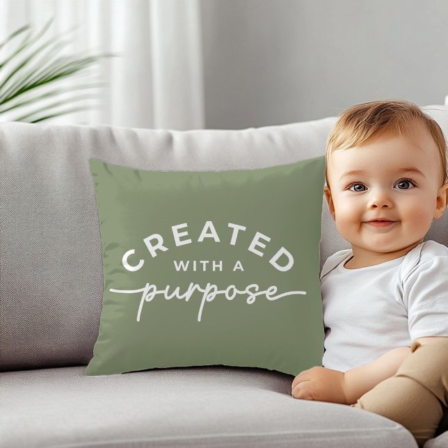 Almohada con cita cristiana en verde oliva (Subido por el creador)