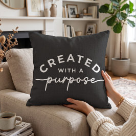 Almohada con cita cristiana negra