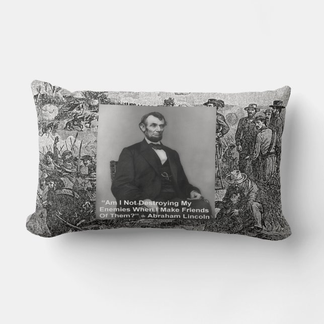 Almohada con cita de Abe Lincoln “Destruir enemigo (Anverso)