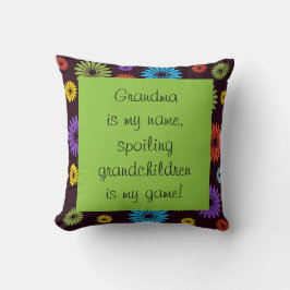 Almohada con cita de abuelos y diseño floral en co