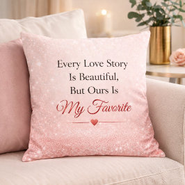 Almohada con cita de boda romántica con purpurina