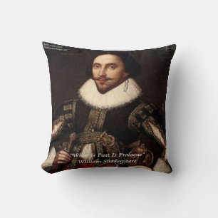 Almohada con cita de Shakespeare y "Pasado como pr