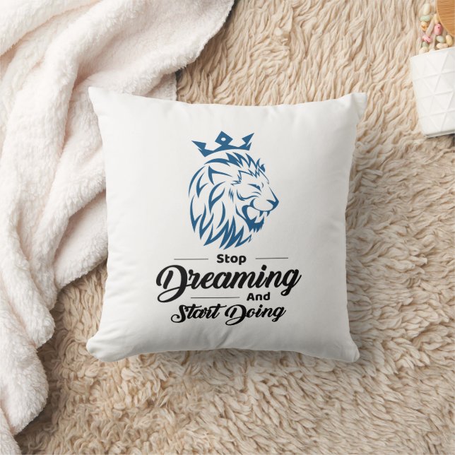 Almohada con cita motivacional de león (Manta)