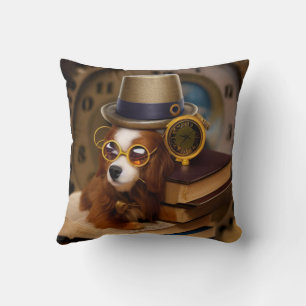 Almohada con cocker spaniel steampunk con libros
