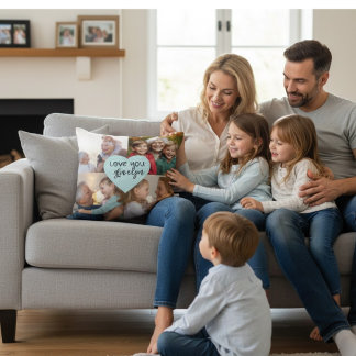 Almohada con Colage de Fotos Familiares Personaliz