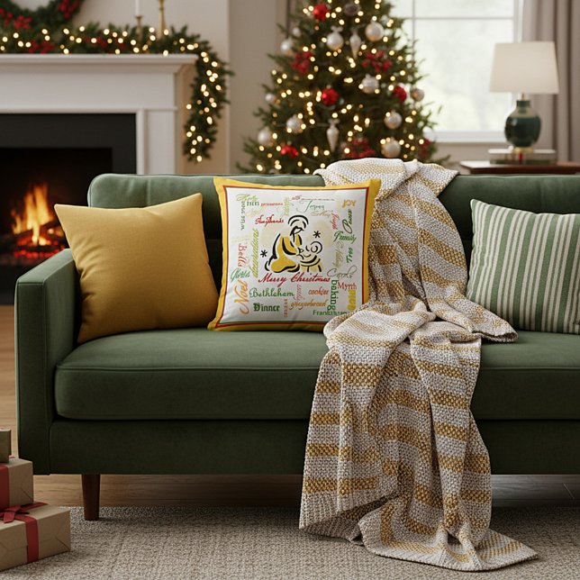 almohada con collage de palabras de navidad (Subido por el creador)