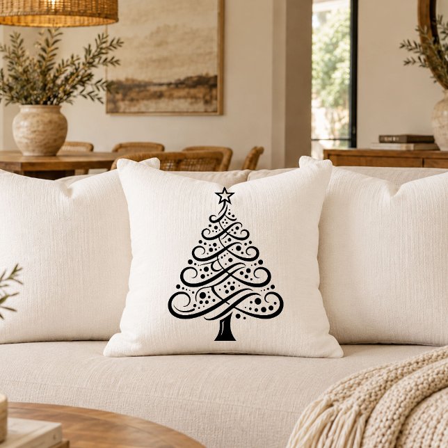 Almohada con contorno de árbol de Navidad sofistic (Sophisticated Christmas Tree Outline Accent Pillow)