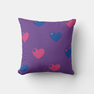 Almohada con Corazones Grandes de Orgullo Bisexual