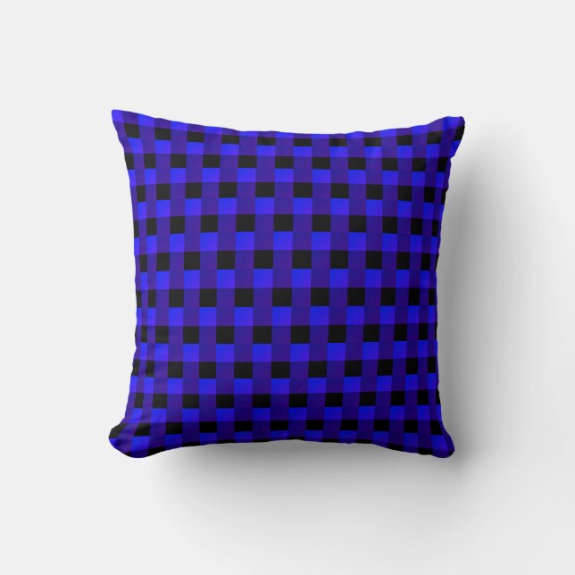 Almohada con Cuadro Azul y Negro (Anverso)
