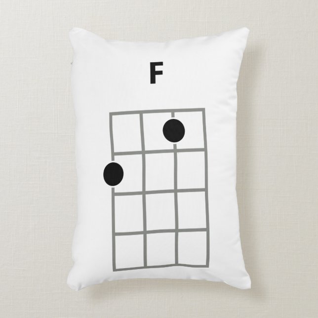 Almohada con diagrama de acordes de ukulele | F &  (Frente (Vertical))