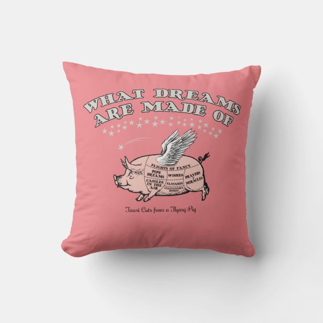 Almohada con diagrama de cortes de cerdo volador (Anverso)