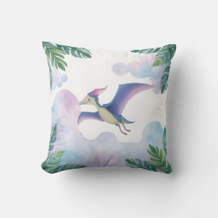 Almohada con Dinosaurio Purpura Caprichoso en Nube