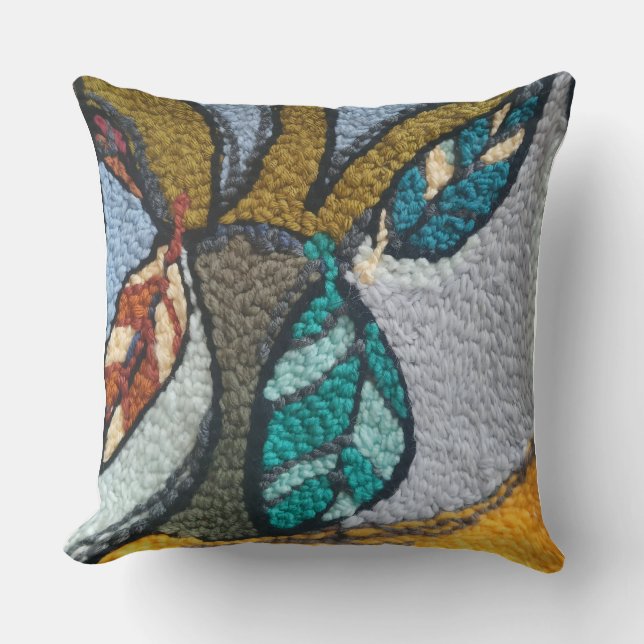 Almohada con diseño abstracto de otoño con punzón  (Anverso)
