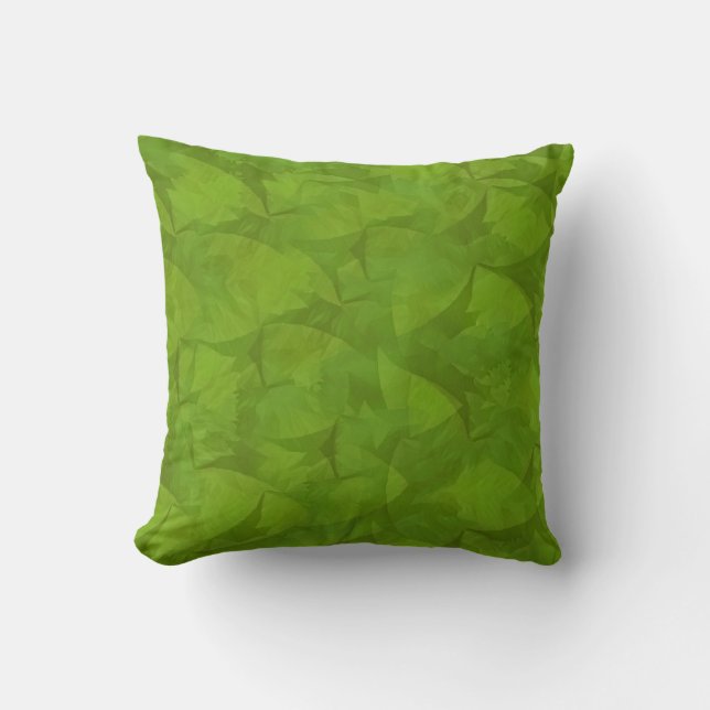 Almohada con diseño de arte abstracto de hoja verd (Anverso)