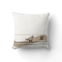 Almohada con diseño de caballo corriendo beige y i