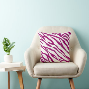 Almohada con diseño de cebra en frambuesa y blanco