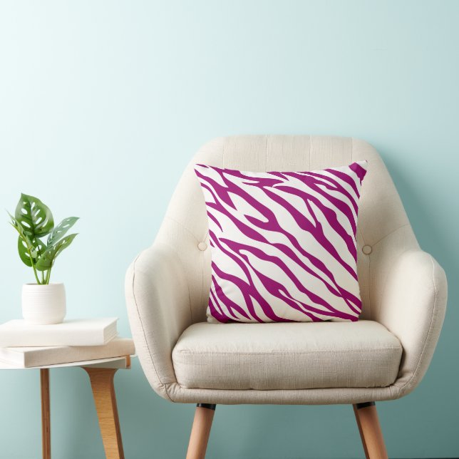 Almohada con diseño de cebra en frambuesa y blanco (Silla)